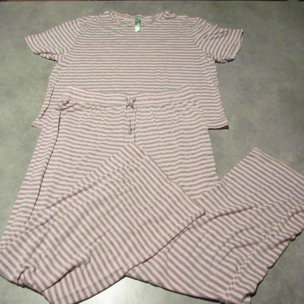 Honeydew Pajama Set Womens Small Striped Pattern 2 Piece pink gray
